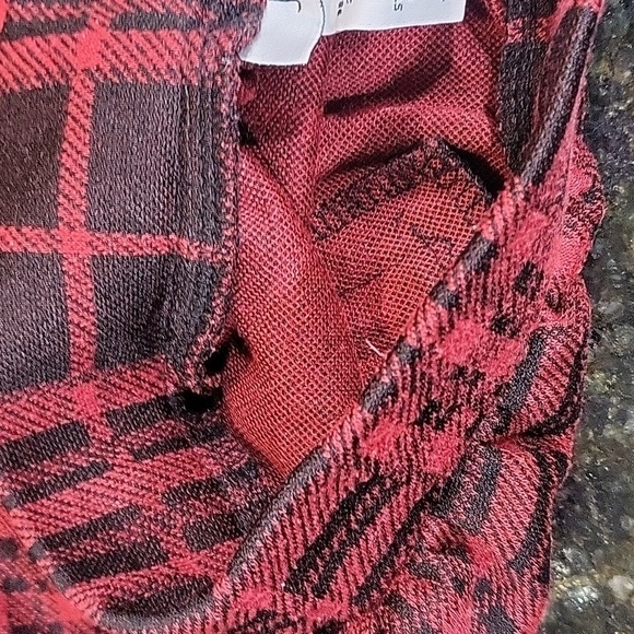 JOE B Medium Red Plaid Elastic Waistband Mini Skirt Faux Zipper Pockets - Picture 5 of 5